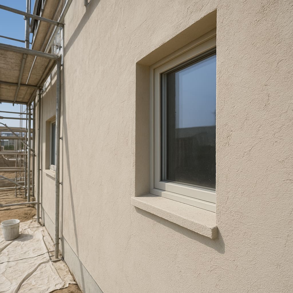 Fachada exterior con estuco nuevo